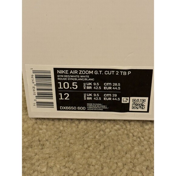 Size 10.5 Nike Air Zoom GT Cut 2 TB Promo Dark ‘Gym Red’ DX6650-600 UNRELEASED - Picture 4 of 5